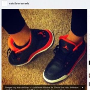 Nike retro 3 Jordan youth 6.5 red black purple